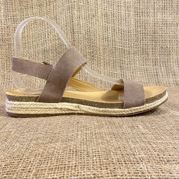 Lucky Brand Sandals Gadine Espadrille  Suede Tan Buckle Flats Women'sSize 9M - Picture 4 of 11